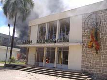 The state broadcaster on fire. (Antanarivo mg)