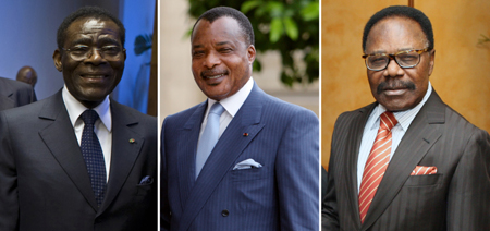 Ossébi s'intéressait vivement à une plainte internationale déposée contre trois présidents africains, notamment, de gauche à droite, les présidents Teodoro Obiang de la Guinée Equatoriale, Denis Sassou Nguesso du Congo, et Omar Bongo du Gabon. (AFP)