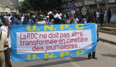 Journalists march in Kinshasa. (Radio Okapi)