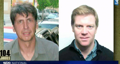 French journalists Hervé Ghesquière, left, and Stéphane Taponier, held captive in Afghanistan. (AFP)