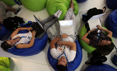 Brazilian students surf the Web at a "Campus Party" in São Paulo. (Reuters/Paulo Whitaker)