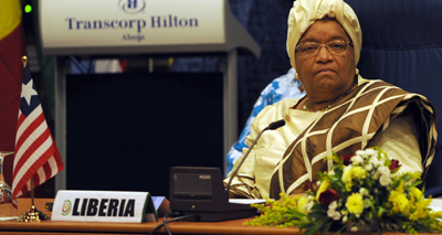 President Ellen Johnson Sirleaf, Africa’s first female head of state, is up for reelection in October. (AFP)
