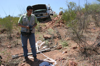 Nájera, above on assignment in Mexico, was an accomplished reporter in his home country. (Courtesy Luis Horacio Nájera)