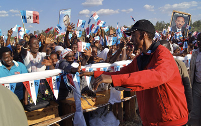 Kagame at a rally in Nyagatare. (AP/Margaret Cappa)