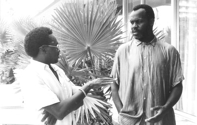 The author interviewing Danny Glover in the 1970s. (Courtesy Djib Diedhiou)