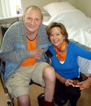 Beketov, with CPJ's Kati Marton, suffered injuries so severe he lost a limb and the ability to speak. (CPJ/Nina Ognianova)