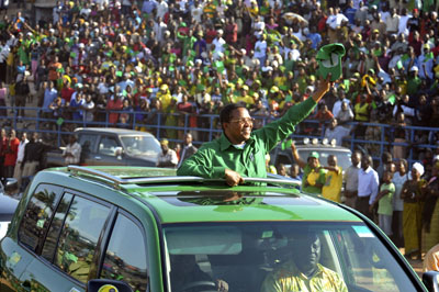 Incumbent Tanzanian President Jakaya Kiketwe during rally in September. (AP)