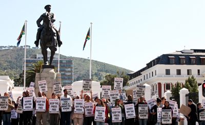 Protesters in Capetown decry secrecy bill. (Independent Newspapers Cape)