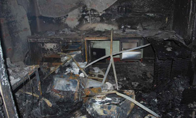 The offices of Sri Lankan website Lanka eNews were completely destroyed in an arson attack today. (Lanka eNews)
