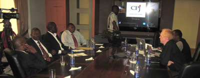 Journalists at CPJ's Nairobi launch of Attacks on the Press today. (CPJ)
