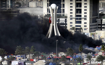 Police break up a protest camp in Manama's Pearl Square. (AFP/Joseph Eid)