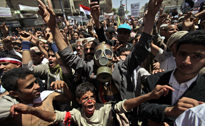 Demonstrations in Sana'a. (AP/Muhammed Muheisen)