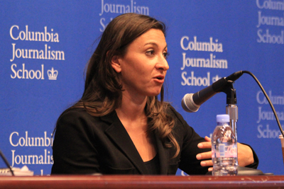 Lynsey Addario said at Columbia University that her ordeal was no worse than her male colleagues'. (Rebecca Castillo)