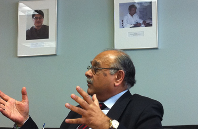 Sethi at CPJ offices earlier this year. (CPJ/Sheryl A. Mendez)