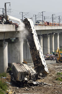 Wreckage from the July 23 train crash. (Reuters)