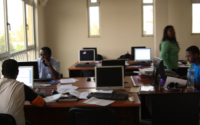 Addis Neger's newsroom in 2009, before the editors fled and the paper folded. (Addis Neger)