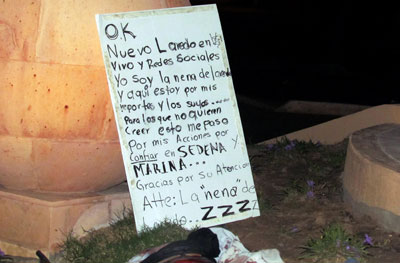 María Elizabeth Macías Castro's killers left this note. (AFP)