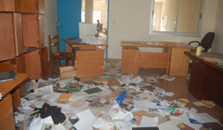 The ransacked offices of Notre Voie. (Notre Voie)