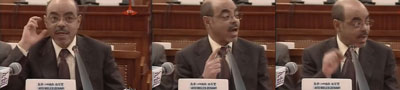 Ethiopian Prime Minister Meles Zenawi speaks to Parliament Thursday. (CPJ)