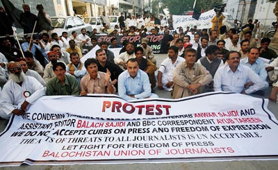 Reporters in Baluchistan have organized a string of protests over lack of safety. (ONLINE News Network)