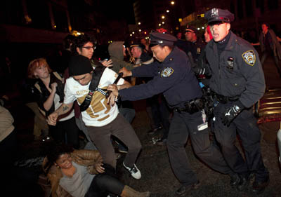 Occupy Wall Street protesters clashed with police this morning. (AP)