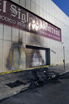 Las instalaciones del diario en México tras el ataque de hoy (Cortesía El Siglo de Torreón)