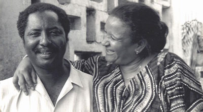 Deyda Hydara and his wife Maria circa 1989. Arrest warrants are issued for two suspects in the journalist's killing. (Hydara family)