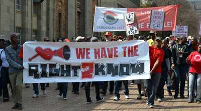 A protest against pending state secrets legislation in South Africa. (Chris Yelland)