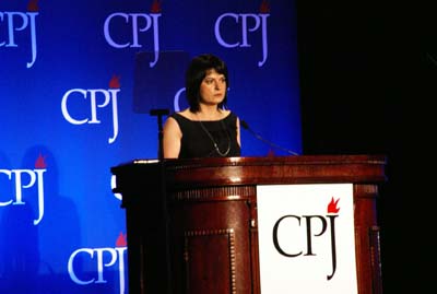 Charter 97 Editor-in-Chief Natalya Radina at CPJ's 2011 International Press Freedom Awards. (Muzaffar Suleymanov/CPJ)