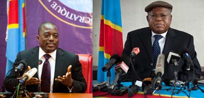 Radio France Internationale broadcasts were suspended after the station covered the aftermath of the presidential elections between incumbent Kabila (left) and opposition leader Tshisekedi. (AFP)