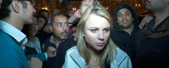 CBS correspondent Lara Logan moments before she was assaulted in Tahrir Square. (Reuters/CBS)