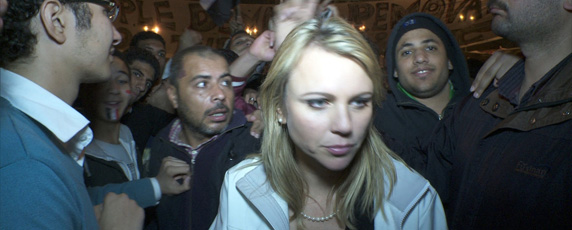 CBS correspondent Lara Logan moments before she was assaulted in Tahrir Square. (Reuters/CBS)