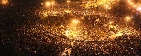 In Egypt, protesters demanding democratic change gather in Tahrir Square. (AFP)