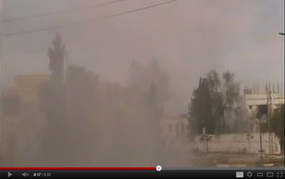 This screenshot from YouTube dated Wednesday is said to show the shelling of Homs as recorded by Rami al-Sayed before his death.
