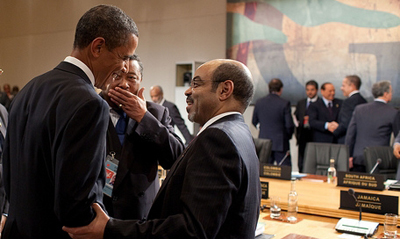 The success of a U.S. partnership with Ethiopia on food security depends in large part on a free press in the Horn of Africa nation, a senator argued yesterday. Above, Obama and Meles at the G8 summit in 2010. (White House)