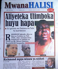 A screen shot of a July edition of MwanaHalisi.