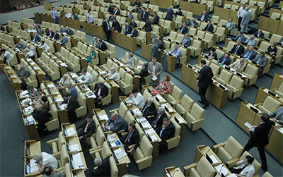 Russian lawmakers attend a session of the lower house of parliament on July 6, 2012. (AP/Misha Japaridze)