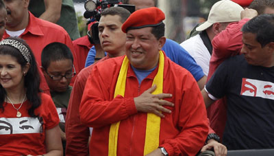 Hugo Chávez en un acto de campaña en Maracay, Venezuela, el 1 de julio. (AP / Ariana Cubillos)