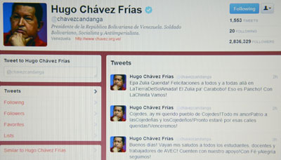 Chávez' Twitter page. (AFP/Juan Barreto)