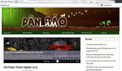 A screenshot of the home page for Danlambao, a collective blog recently singled out by Vietnam's prime minister as untruthful.
