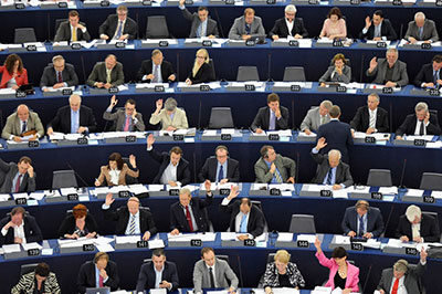 Members of the European Parliament take part in a voting session in Strasbourg, France, on June 13, 2012. (AFP/Frederick Florin)