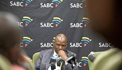 SABC acting Chief Operating Officer Hlaudi Motsoeneng answers questions about censorship at the broadcaster on December 6. (Madelene Cronjé/MG)