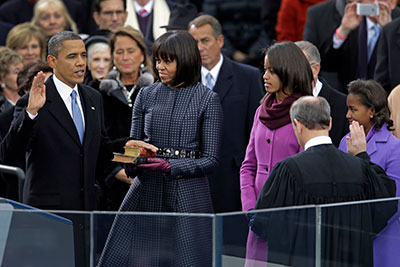 President Barack Obama receives the oath of office on Monday. His legacy on transparency is still open to debate. (AP/Carolyn Kaster)