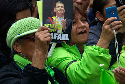 Supporters of President Rafael Correa attend a political rally in Quito, Ecuador, on February 9. (Reuters/Guillermo Granja)