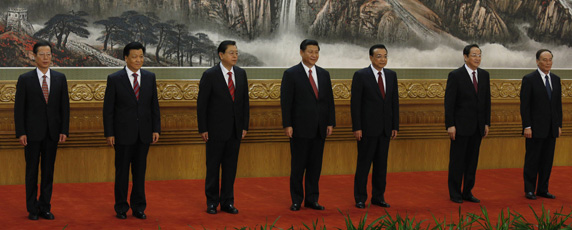 Seven new members of the Politburo Standing Committee were selected at the 18th Party Congress. (AP/Vincent Yu)