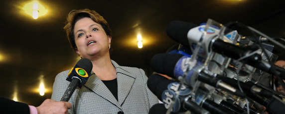 President Dilma Rousseff has tried to play down the dangers that Brazilian journalists face. (AFP/Yasuyoshi Chiba)