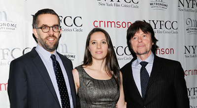 "The Central Park Five" co-directors David McMahon, Sarah Burns,and Ken Burns at the New York Film Critics Circle awards dinner in early January. (AP/Evan Agostini)
