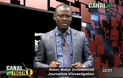 The National Communications Council suspended Ruben Malick Djoumbissie, host of Canal 2tective, for three months. The investigative TV show has been banned indefinitely. (Canal 2 International)