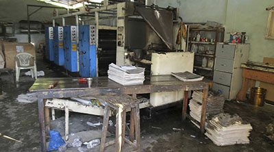 The offices of the Sri Lankan daily Uthayan after the attack. (AP/Marythas Newtan)