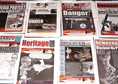 Liberian newspapers protest threatening remarks by President Ellen Johnson Sirleaf's security chief. (Wade Williams/FrontPage Africa)